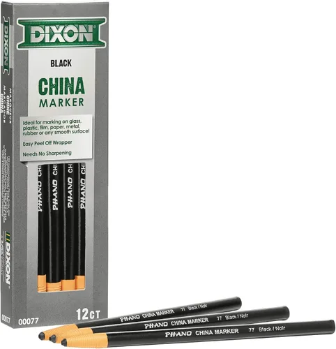 Vista 3 de Dixon Marcador de China, negro, docena, 12 unidades (paquete de 1)