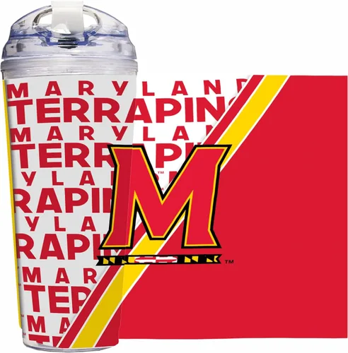 Vista 110 de Rico Industries Taza acrílica NCAA estándar de 24 onzas con tapa con bisagra, taza de doble pared oficialmente licenciada con pajita