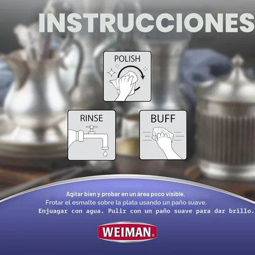 Vista 4 de Weiman Silver Cream Cleaner 3 en 1, Tecnología Anti-Deslustre, Limpia, Pule, Abrillanta y Restaura de Forma Segura, Elimina y Previene el Deslustre