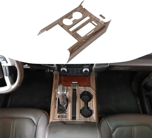 Vista 11 de Voodonala Cubierta de panel de consola de engranajes estilo madera negra para Ford F150 2015-2020 (madera negra, 1 unidad, ABS)