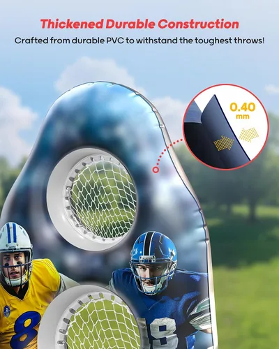 Vista 4 de QPAU Objetivo Inflable de Doble Agujero para Fútbol para Niños y Adultos, Juego de Lanzamiento de Tamaño Real para Patio Trasero con 4 Pelotas