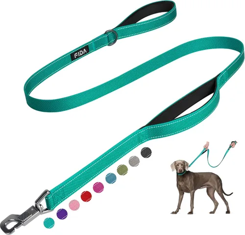 Vista 36 de Fida Correa resistente de 4 pies para perro con 2 cómodas asas acolchadas, asa de tráfico y gancho avanzado de fácil presión, correa reflectante