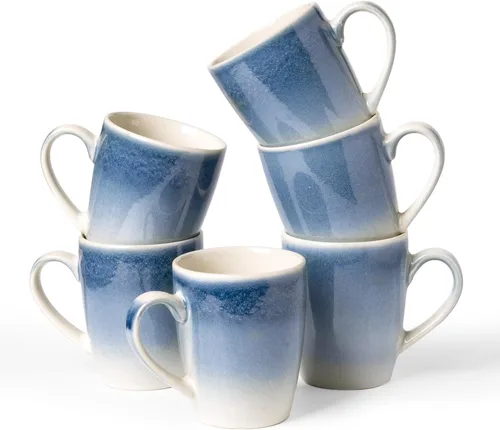 Vista 27 de Juego de Tazas de Café Famiware, Juego de 4 Tazas de 13 oz, Tazas de Gres para Café con Leche, Té Caliente, Mocha, Cacao, Capuchino, Aptas