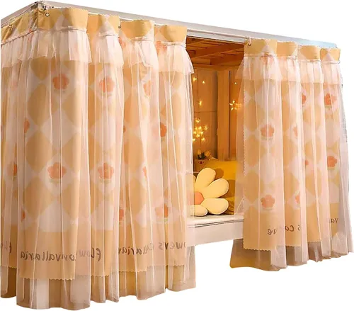 Vista 30 de Cortinas de gasa bonitas genéricas para litera con dosel de cama con encaje, 2 paneles, aguacate