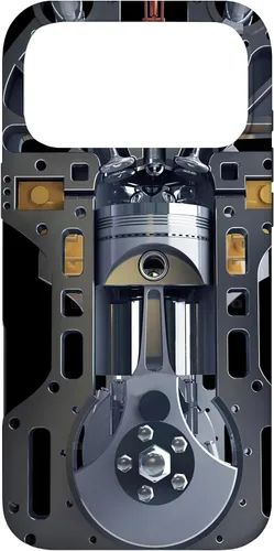 Vista 22 de Mecánico Motor Metal Pistón Cilindros Metal PC Case para iPhone 17