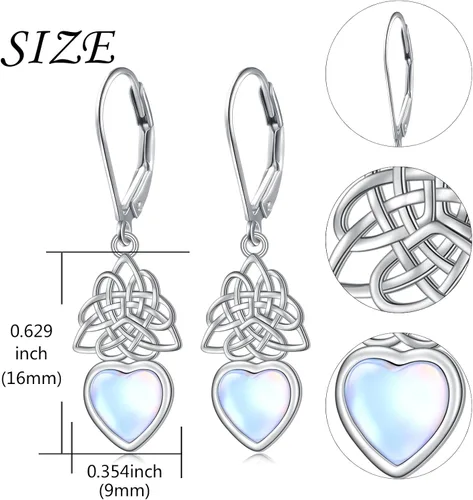 Vista 96 de Aretes colgantes de filigrana de plata de ley 925, margarita, loto, flor de rosa, piedra lunar, lágrima para mujer, nudo celta infinito, margarita