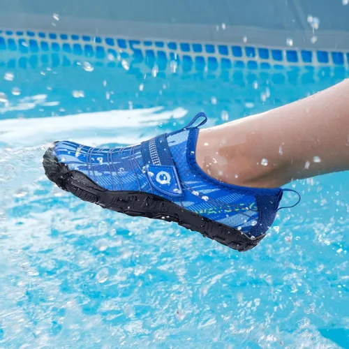 Vista 6 de SEEKWAY Zapatos de agua descalzos para niños, puntera ancha y zapatos de arena de secado rápido para niños pequeños para senderismo, natación