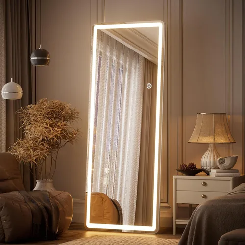 Vista 10 de Espejo de cuerpo de piso de longitud completa LED regulable de 3 colores de 56 x 20 pulgadas