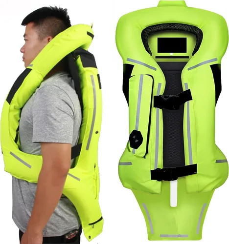 Vista 9 de Chaleco de airbag para motocicleta para hombres y mujeres, chaqueta de equitación con airbag de motocross con tira reflectante, airbag para moto