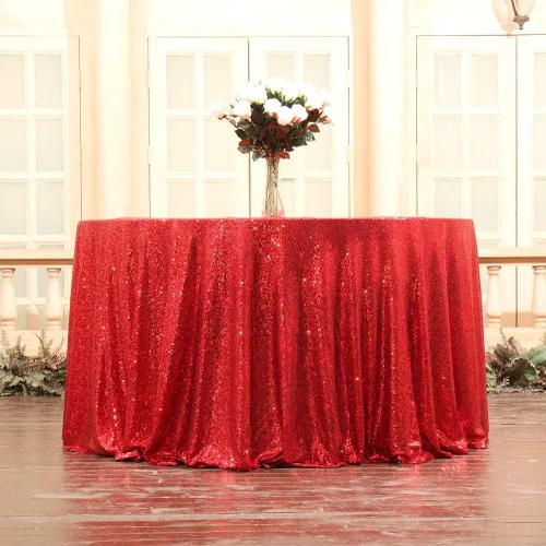 Vista 3 de SquarePie Mantel redondo de lentejuelas de 72 pulgadas, color rojo, para Navidad, boda, fiesta de cumpleaños