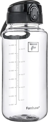 Vista 17 de Fanhaw Botella de agua Tritan transparente de 32 onzas, sin BPA y a prueba de fugas, boca ancha con tapa antipolvo, botella de plástico reutilizable
