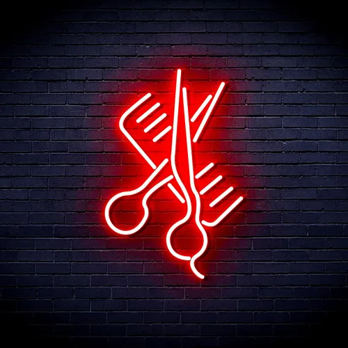 Vista 32 de AdvPro Comb & Scissors Flex Silicone LED Neon Sign - Azul - st16s32-fnu0363-b
