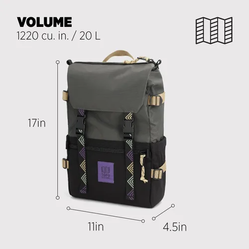 Vista 3 de Topo Designs Rover Pack Clásico, asfalto/negro, Tamaño único, Rover Pack Clásico