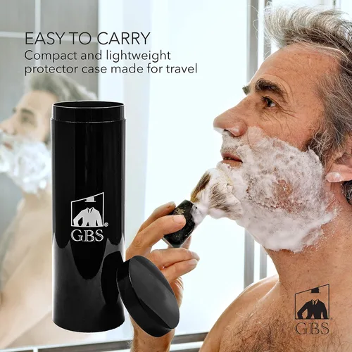 Vista 4 de G.B.S Botella para brochas de afeitar, tubo de viaje para todo tipo de cepillos, soporte para cepillo de afeitado, negro