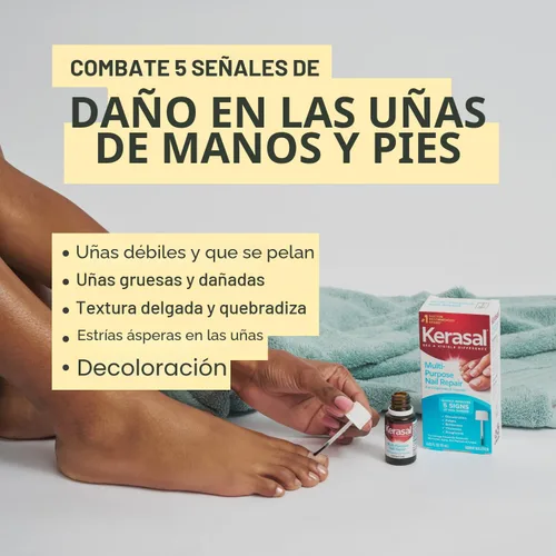 Vista 4 de Kerasal - Tratamiento reparador de uñas multiusos, solución para uñas descoloridas y dañadas, 0.43 fl oz