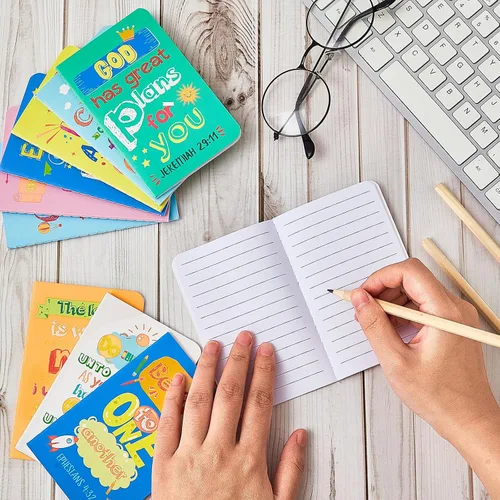 Vista 6 de Gueevin Paquete de 24 blocs de notas inspiradores, mini cuadernos motivacionales cristianos, operación, versículo bíblico, religioso, bloc de notas