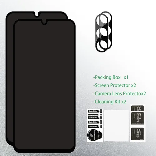 Vista 7 de Protector de pantalla de privacidad para Samsung Galaxy A15 + protector de lente (2+2) Dureza 9H, resistente a los arañazos, vidrio templado