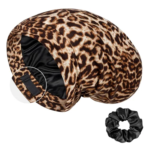 Vista 9 de LULUSILK Gorro de seda de morera 100% para dormir con coletero Azul Bijou