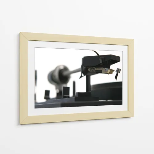 Vista 5 de Canvas Lab Turntable I by Renee W. Stramel 11 x 7 in Fine Art Framed Print, Frame Color: Black, With Mat Architecture, Black and White