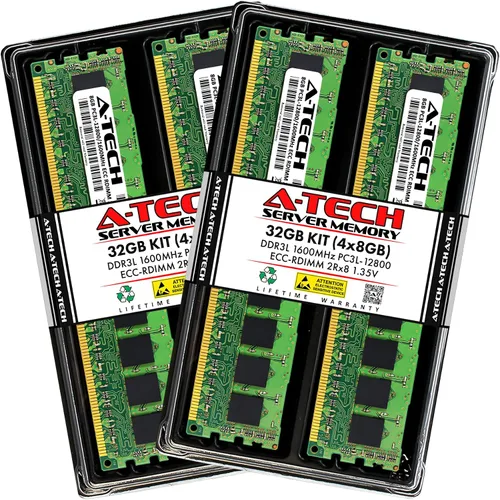 Vista 10 de A-Tech 4GB DDR3 1333MHz PC3-10600R ECC RDIMM 1Rx4 Rango único 1.5V Registrado DIMM 240-Pin Módulo de actualización de memoria RAM de servidor