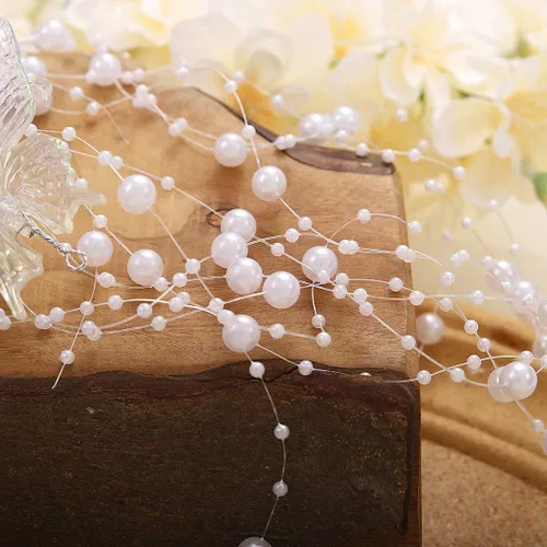 Vista 6 de CASDRE Mariposas novia boda pelo vid plata perla novia diadema diadema Rhinestone accesorios para el cabello para mujeres y niñas