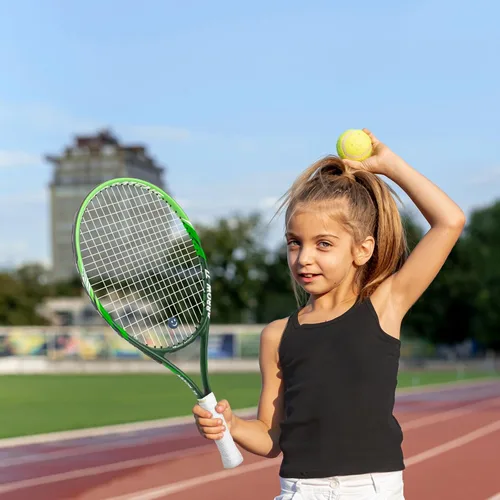 Vista 6 de Raqueta de tenis para niños de 19 pulgadas, 23 pulgadas, 25 pulgadas, raqueta de tenis para jóvenes/jóvenes, con bolsa de transporte, overgrips