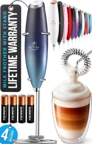 Vista 53 de Zulay Kitchen Potente varita espumadora de leche con 2 baterías Duracell – Mezclador de bebidas portátil ultrarrápido – Máquina de espuma eléctrica