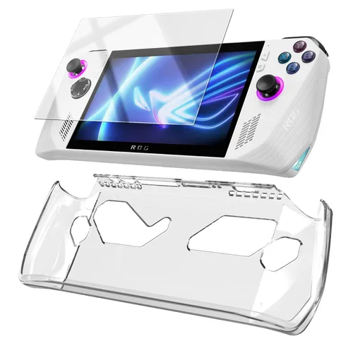 Vista 2 de ENCASED Paquete de accesorios 3 en 1 Asus ROG Ally – Funda de agarre transparente con protector de pantalla de vidrio templado y bolsa de transporte