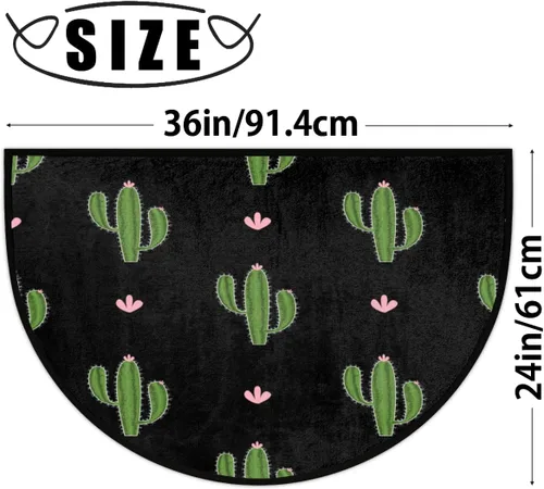 Vista 2 de Tapete semicircular con estampado de cactus tropical, antideslizante, absorbente, lavable, de bienvenida, para el hogar, interior, entrada, zonas