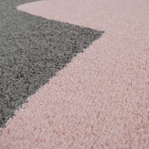 Vista 3 de Paco Home Alfombra para habitación de niños y guardería con diseño de estrellas de cielo estrellado en gris oscuro, rosa y blanco, tamaño: 2 pies 8