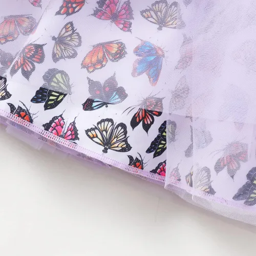 Vista 7 de Toddler Baby Girls Tutu Tulle Ruffle Sleeve Summer Casual Bowknot Princess Birthday Party Sundress 2-8 Years