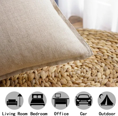 Vista 64 de Jeanerlor Funda de almohada decorativa de lino y algodón sólido de 18 x 18 pulgadas con cremallera, funda de cojín europea, funda de almohada