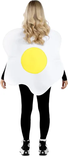 Vista 4 de Fun Shack Disfraz de huevo para adulto, disfraz de huevo frito para adulto, disfraz de huevo de Halloween, disfraz de desayuno para adultos, huevo