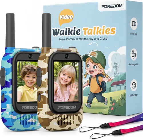 Vista 8 de FOREDOM Walkie Talkies recargables para niños Walkie Talkies de largo alcance para niños y niñas de 3 a 12 años de edad, juguetes de cumpleaños