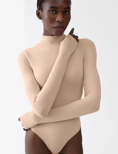 Vista 3 de PUMIEY Women's Long Sleeve Bodysuit Mock Turtle Neck Body Suits Going Out Tops Sharp Collection