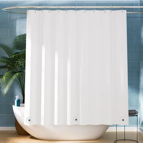 Vista 16 de Titanker Forro de cortina de ducha de plástico, 72 x 72 pulgadas, forro de ducha beige ligero de PEVA, cortinas de ducha para baño, forro de ducha