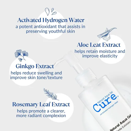 Vista 2 de Cure by Toyo - Exfoliante suave Aqua Gel Piel clara y más suave Limpiador facial y corporal no abrasivo Piel sensible Tamaño grande 8.82