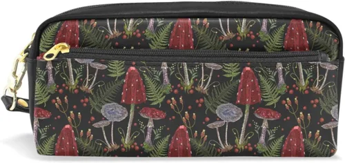 Vista 14 de Estuche portátil de gran capacidad con diseño floral de frutas de fresa, bolsa de maquillaje de piel sintética, organizador de maquillaje con asa