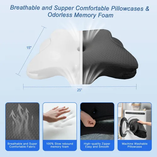 Vista 5 de Almohada Cervical para Alivio del Dolor para Soporte del Cuello, Almohada Ergonómica Ajustable para Dormir Cómodamente, Almohadas Ortopédicas