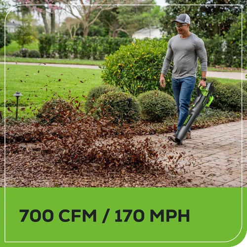 Vista 3 de Greenworks 80V 21" Cortacésped manual + Soplador (Gen 2), batería de 5.0Ah