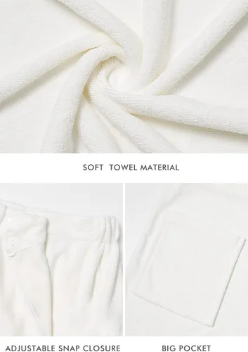 Vista 30 de Knuffnee Toalla de baño para mujer, bata de baño para spa, bata de baño ajustable con cierre a presión