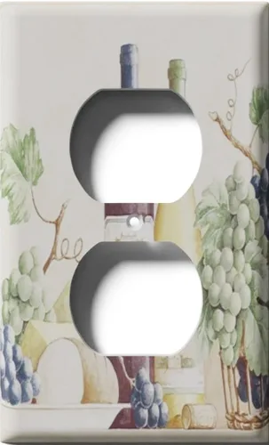 Vista 2 de Placa decorativa para salida - uvas y vino - Receptáculo doble dúplex