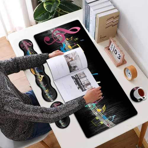 Vista 7 de Alfombrilla grande para mouse, extendida para juegos de 31.5 x 11.8 pulgadas, soporte ergonómico de espuma viscoelástica para teclado
