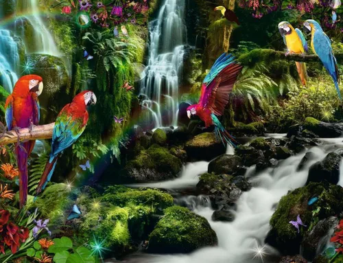 Vista 2 de Ravensburger Puzzle 17111 Loros coloridos en la selva-2000 piezas