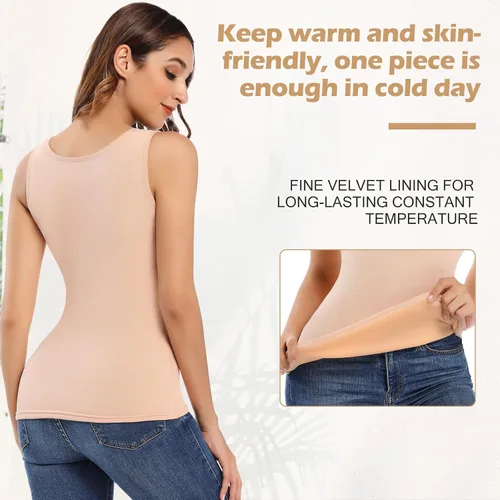 Vista 5 de JOYSHAPER Ropa interior térmica sin mangas con forro de capa base para clima frío invierno camisas térmicas largas camisetas térmicas