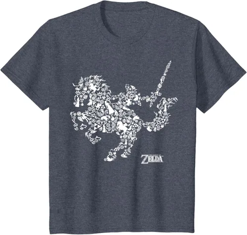 Vista 16 de The Legend of Zelda Camiseta con diseño de símbolos de caballo Azul Marino