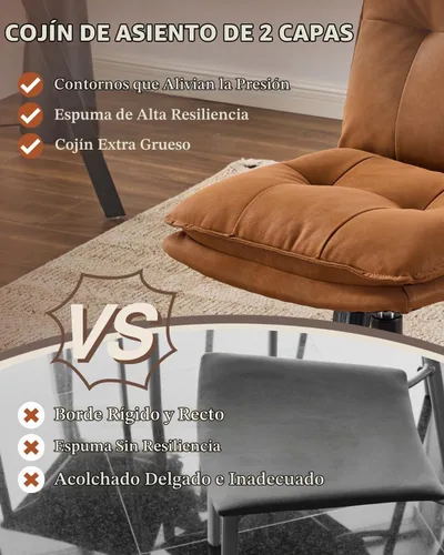 Vista 4 de Karl home Faux Leather Padded Office Desk Chair, Brown