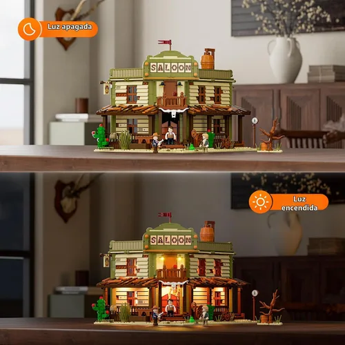 Vista 5 de FUNWHOLE Western-Saloon Lighting - Juego de ladrillos de construcción - The Old West Saloon - Juego de modelos de construcción de luz LED, 2026