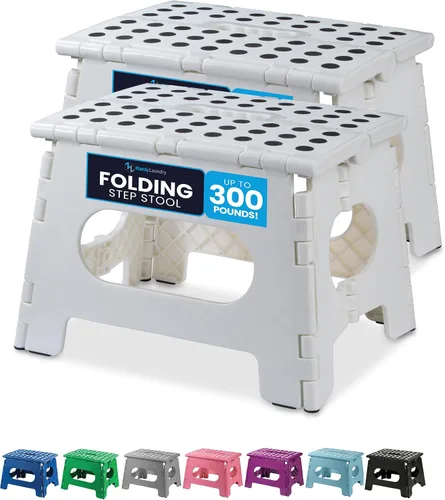 Vista 8 de Handy Laundry Taburete plegable de paso - Taburete plegable lo suficientemente resistente para apoyar a adultos y lo suficientemente seguro