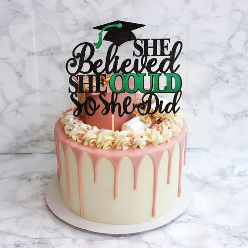 Vista 6 de 1 pieza de decoración para pastel con tapa de graduación con purpurina para la clase de 2026, decoración de pastel de graduación para 2026